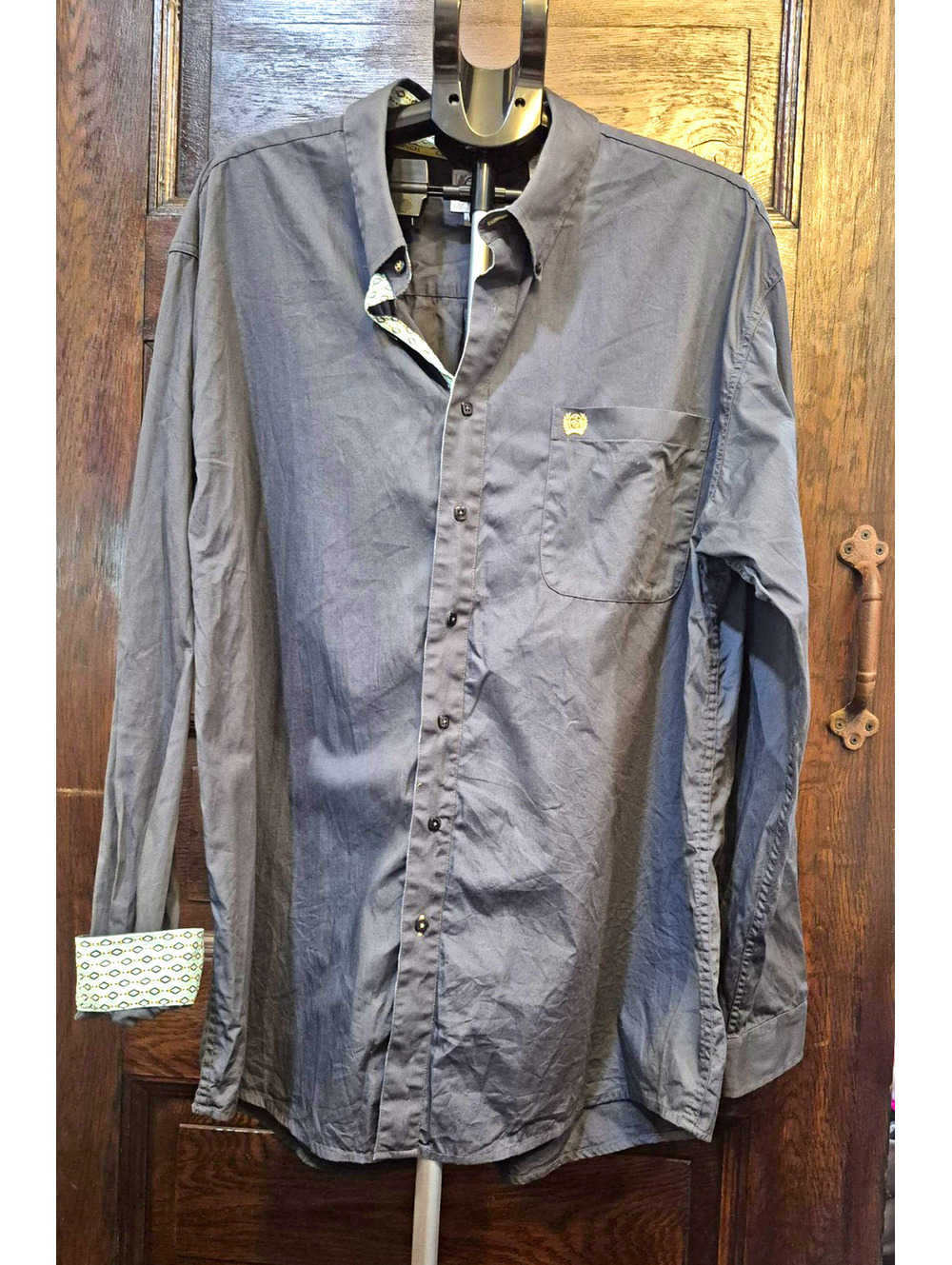 Cinch Men's 2XL Gray Cotton Woven Long Sleeve Point Collar
